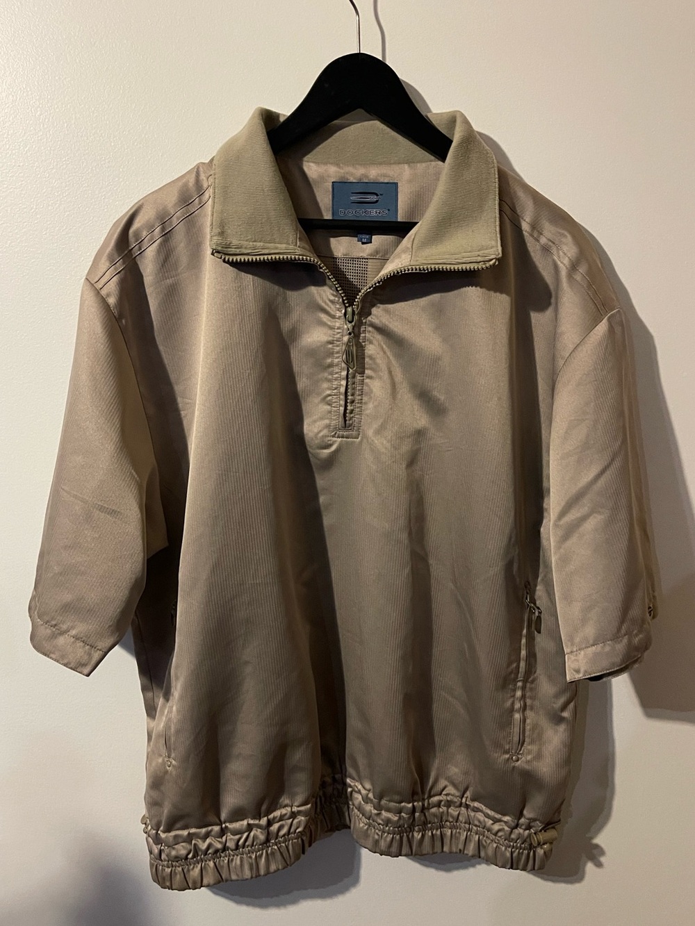 Dockers Tour Beige Quarter Zip Short Sleeve Windbreaker Pullover XL